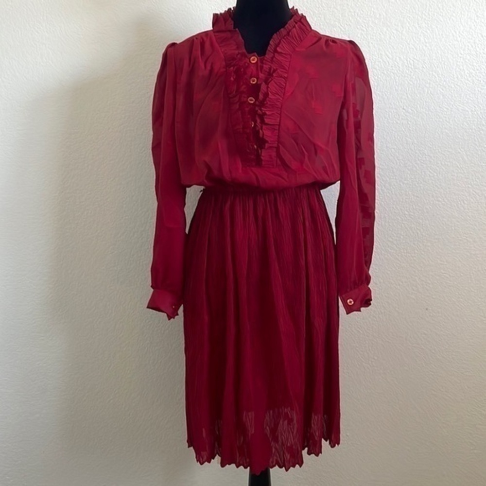 Vintage Like New Elegant High Collar Midi Dress